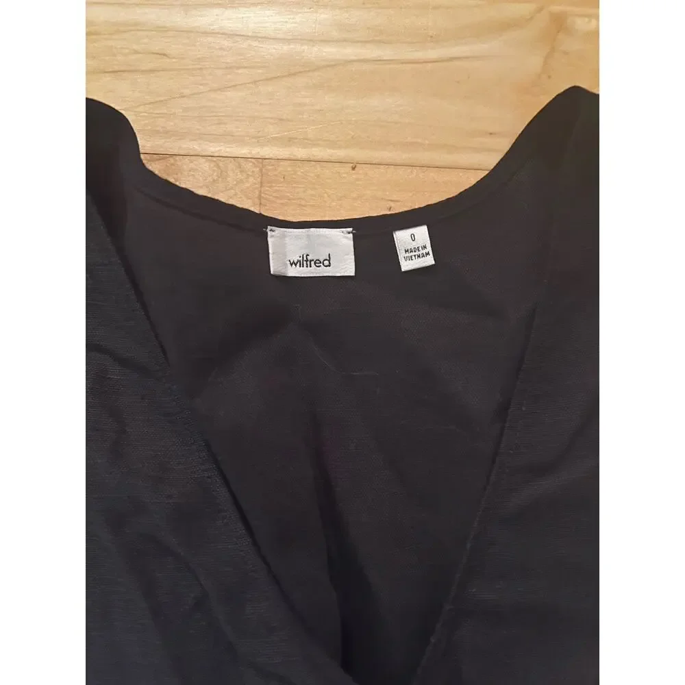 Aritzia Wilfred Brax Black Linen Wrap Bow jumpsuit 0